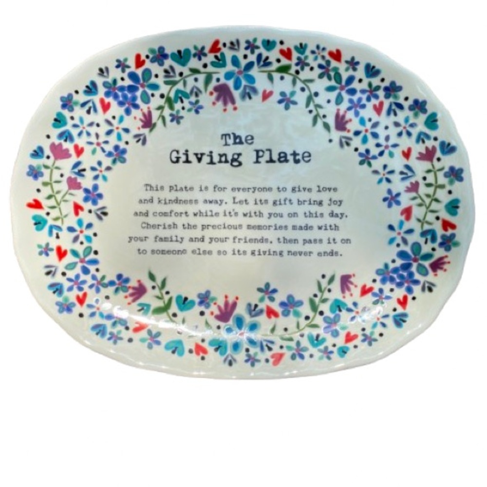 NATURAL LIFE Colorful Floral Giving Plate 12 1/4 x 9 1/2 Boho Food Gift Neighbor